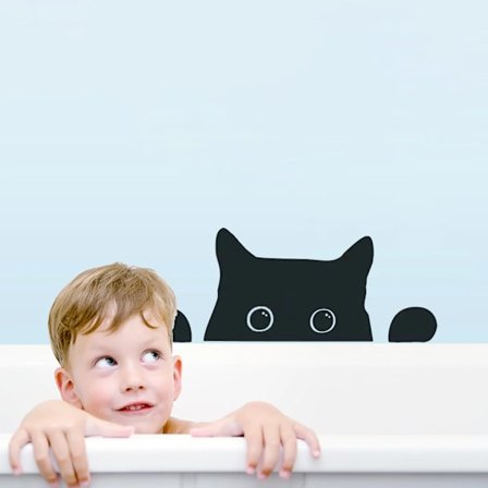 Katten tittar på dig vinyl vägg klistermärke