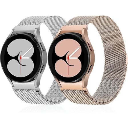 2-pack Metallband utan mellanrum Kompatibelt med Samsung Galaxy Watch 4 Band 40mm 44mm/ Galaxy Watch 4 Classic Band 42mm 44mm, Milanese Loop Rostfritt