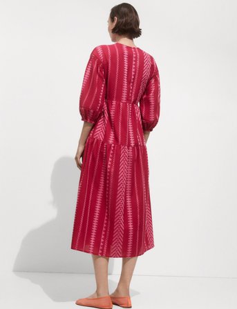 Mango Geometric Print Midi Dress - Pink - S