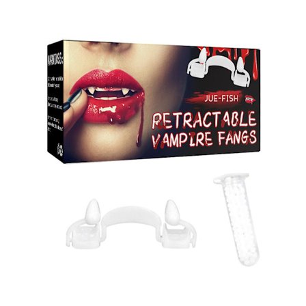 Jue Fish Retractable Vampire Fangs Halloween Dress Up Prop Fangs Spoof Teeth Party Prom