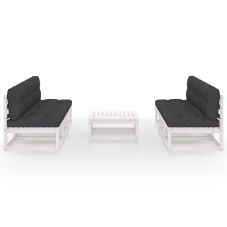 Vidaxl Loungegrupp Med Dynor 7 Delar Massiv Furu Vit