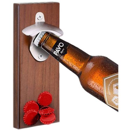 Vægmonteret flaskeåbner med magnetisk korkfanger køleskabs holder med magneter housewarming gaver øl gaver til mænd fødselsdagsgaver