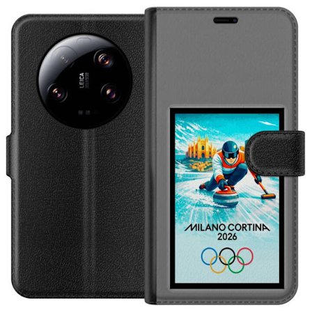 Kompatibelt Lommeboketui til Xiaomi 13 Ultra Ishockeyillustrasjon med spillere i bevegelse på isen, Milano Cortina 2026, Milan-landemerker og olympisk