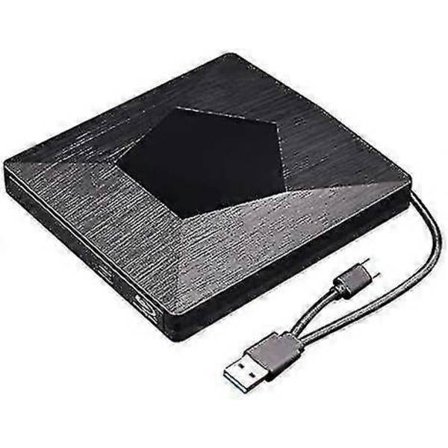 Extern Blu-ray 3D-läsare, Ultra Slim USB 3.0 och Type-C Blu-ray Optisk CD DVD-enhet för Mac OS, Windows XP/7/8/10, Laptop PC (svart)
