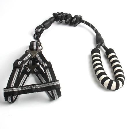 Husdjurskoppel, reflekterande bröstband hundkoppel Black