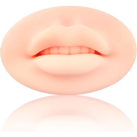 3D Open Mouth Silikon Läppar Öva Hud och Tänder Semi-Permanen