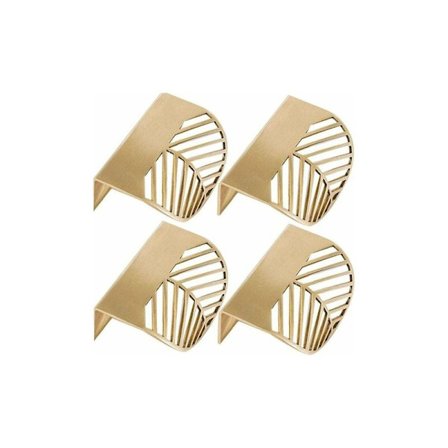 Guld skåpshandtag, 4 st bladform guld mässing skåphandtag koppar köksdörrhandtag låddragknoppar hårdvara 6 mm för dörrtjocklek 20 mm