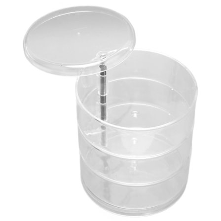Roterande Smyckeskrin 3 Lager Transparent Plast 360 Graders Rotation Elegant Stil Örhängeshållare för Kvinnor