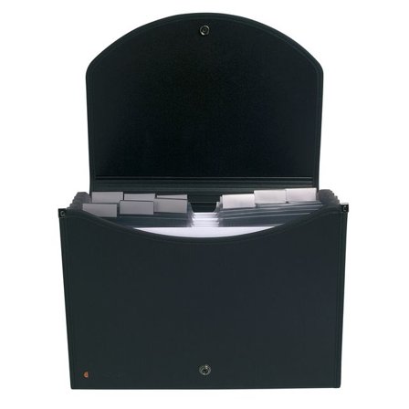 Exacompta Exacase Exactive utdragbart arkiv med ergonomiskt handtag, A4, 400 ark, 13 fack, 330 x 260 mm, polypropylen, svart - Lyreco - 