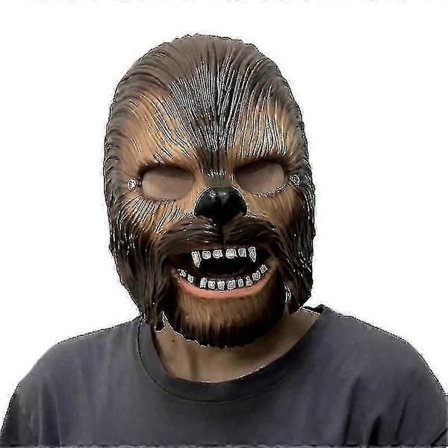 Halloween Chewbacca Maske med bevegelig kjeve, Full Head Wookiee Cosplay Kostyme for Film Alien Kostyme Hodeplagg