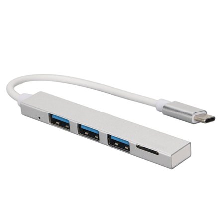 USB C Dock 4 i 1 Type C til USB 2.0 Lagerkort Mini Bærbar Sølv til Desktop Laptop