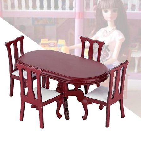 Miniatyrdockhus Köksbord och Stol Set Möbler Leksak Tillbehör 1:12 Skala