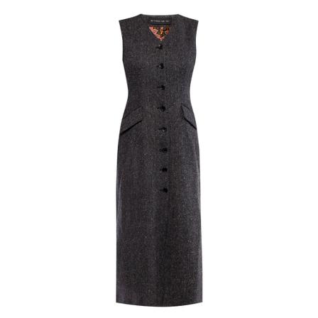 Etro, Herringbone wool dress Grijs, Dames, Maat:M,wol