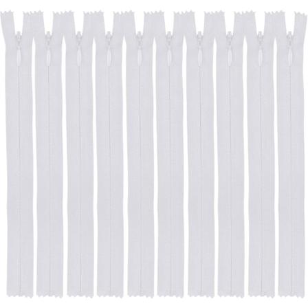 10 st 8 tum osynliga nylon spiralblixtlås för sömnad och hantverk, vit
