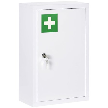 Rootz Medicinskab - 3 rum - Låsbar dør - Robust stålhus - Hvid - 30 x 14 x 46 cm