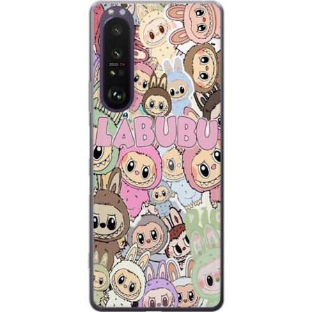 Yhteensopiva Puhelinkuori Sony Xperia 1 III Ruusunpunainen kawaii-kompositio, jossa on söpöjä piirrettyjä hahmoja ja pehmeitä muotoja