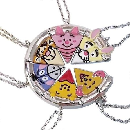 6-styks Dyr Charm Magnet Halskæder Til Besties Magnet Tiltrækker Pizza Vedhæng---Produktkode 52188