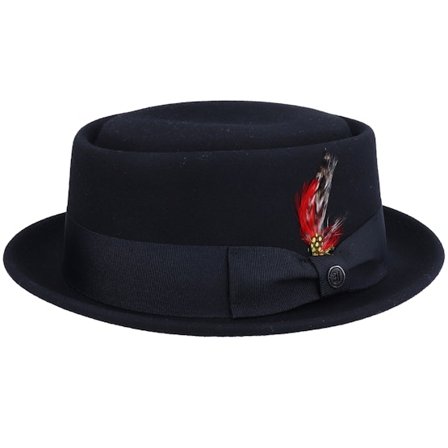 Jaxon & James - Musta porkpie Hattu - Crushable Black Pork Pie @ Hatstore