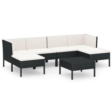 Vidaxl Loungegrupp För Trädgården Med Dynor 7 Delar Konstrotting Svart
