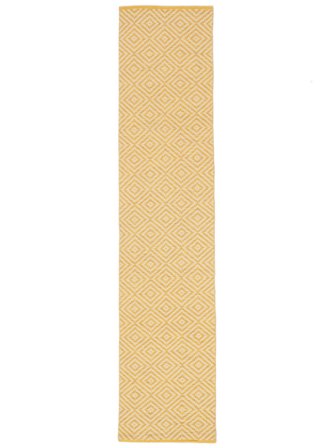 Petit Solveig Tapis - Jaune/Blanc 80X350 Coton, Dans Le Style Scandinave