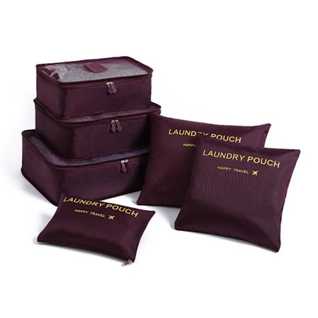 6 stk Opbevaringsposer Kuffert Pakkesæt DYB RØD