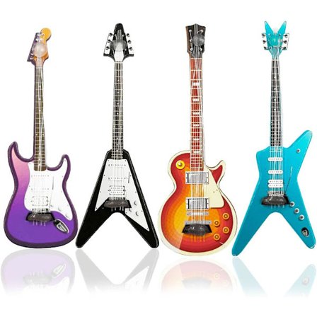 Miniature Guitar/Miniature Bas Model - 4-delt Sæt 1:12 Miniature Musikinstrumenter Basguitar, Dukkehus Tilbehør