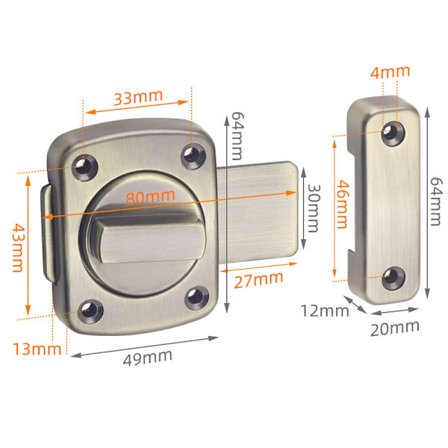 Dørlås Støpt metallkrok Lås Lås Toalettdører rett vinkel S