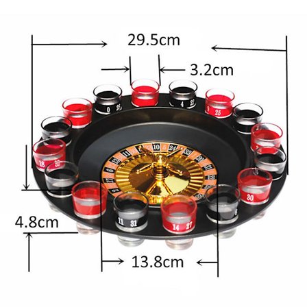 Festspil Drikkesæt Voksen Rusland Drikkepladespiller Shot Glas Roulette Sæt Drikkespil med 16 Shot Glas