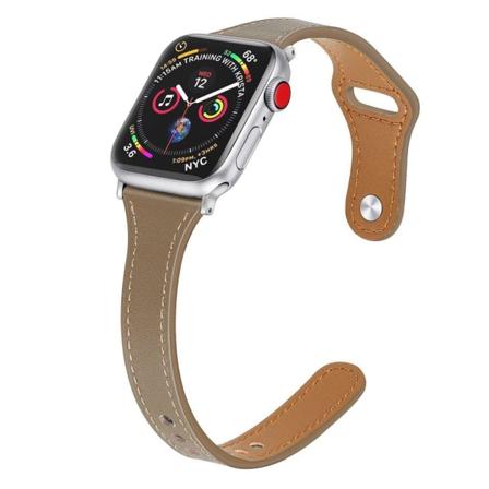 Apple Watch Series 5 40mm aitoa nahkaa oleva ranneke - Khaki Brown