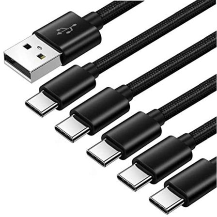5-Pack 1M för Samsung Extra Lång USB-C (Typ-C) A41/A50/S20/S21