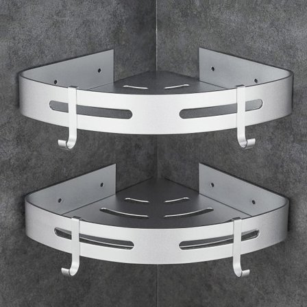 Badhylle uten boring Hjørnedusjhylle Baderomstilbehør Dusjhylle Dusjarrangør Oppbevaring Badhyller Rustfritt aluminium Selvklebende veggmontering 2 