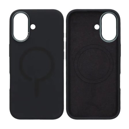 Mobilskal Silikon med Kamera Metallram för iPhone 17 - Svart