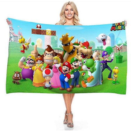 Super Mario Bros Spill Håndkle Bade Håndkle Strand Svømme Håndklær Teppe Mikrofiber Hurtigtørkende