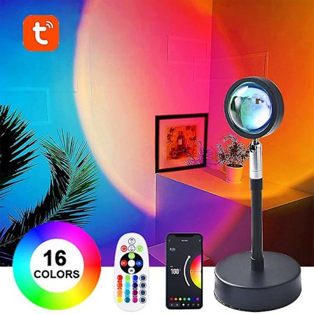 Tuya 16 Colors Bluetooth Sunset Lamp Projector Rgb Led Night Light Tuya Smart App