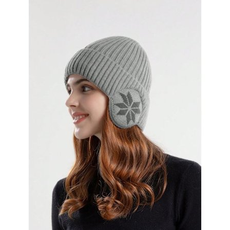 1 stk. Dame Tynn Strikket Lue Med Varmt Termofôr Og Øreklaffer Vinter Høst