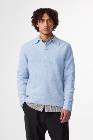NN.07 Hope Polo Herren Blau Wolle