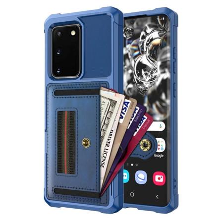 Samsung Galaxy S20 - Käytännöllinen tyylikäs kansi korttilokerolla Blue Blå
