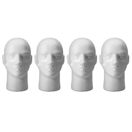 4x Manliga Kvinnliga Skum Styrofoam Mannequin Manikin Huvud Stativ Modell Peruk Hatt Display, 2