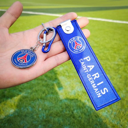 Fodboldklubs nøglering, fodboldholds rygsæk, bagagemærke og nøglemærke