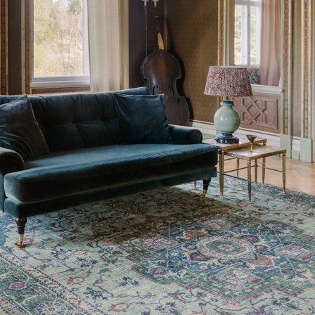 Tapis De Cuisine Georgia Oriental 120X180 Coton Vert/Multicolore