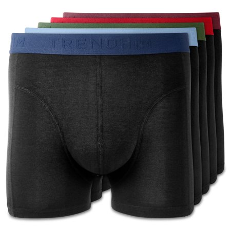 FreeFeel | 5-Pack of Black Bamboo Boxer Briefs | Dark Coloured Waistbands for Men - Bamboo Boxers