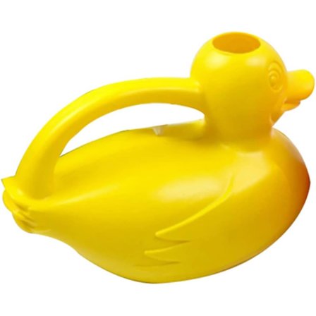 Barnkanna i form av anka, vattenslang i plast, söta vattenkannor - gul