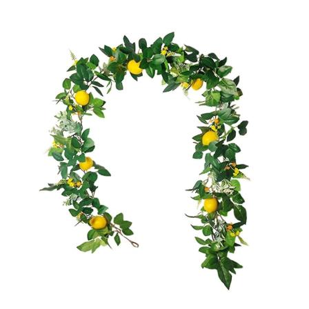 6ft Konstgjord Citrongirlang, Konstgjord Grönska Lövverk Vinranka Konstgjord Fruktgirlang Med Citron Och Gröna Blad