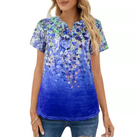 Kvinnor Kortärmade Toppar V-ringad T-shirt