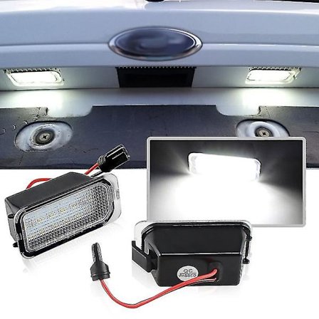 2 stk. Nummerpladelys til Ford Kuga S Max Mondeo Mk4 Mk5 Mk2 Fiesta 2008-2019 Focus Abs Plast 12v Led Nummerpladelys