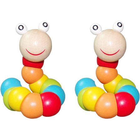 Sett med 2: Tretre leker Baby Cute Hungry Caterpillar Puppet Toys, fargerike og mangfoldige former, egnet for tidlig utdanning