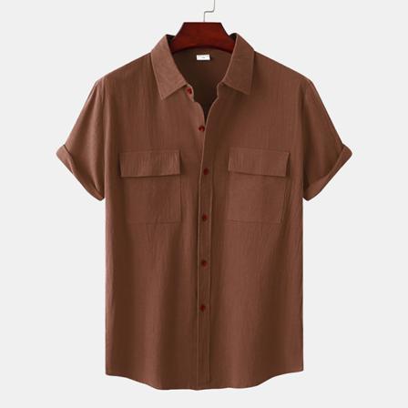 Kortärmade Toppar För Män Button Down-skjortor