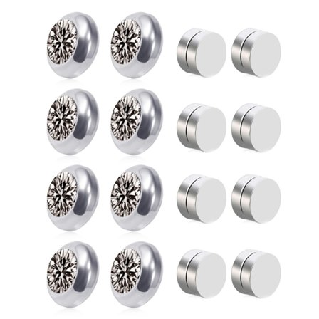 8 stk. øreklemmer uden piercing, ikke-allergifremkaldende, farvede, rustfrie