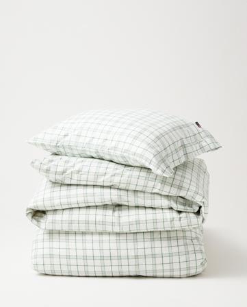 Lexington Ruudulliset vuodevaatteet Lyocellsekoite valkoinen/vihreä