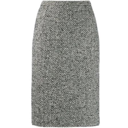 RED Valentino, Wool Chevrot Tube Skirt Zwart, Dames, Maat:S
